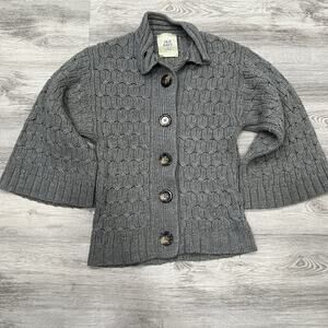 Old Navy Gray Cable Knit Cardigan‎ Bell Sleeve Button Up Sweater Size S